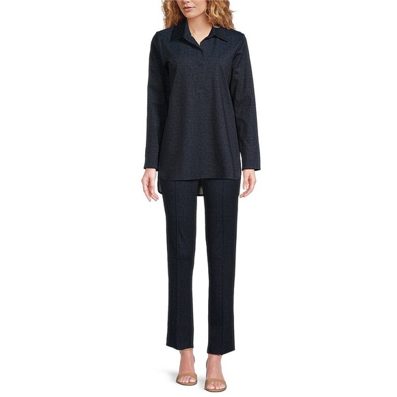 Jude Connally Hadley Stretch Knit Denim Point Collar Long Sleeve Tunic - Picture 3 of 10